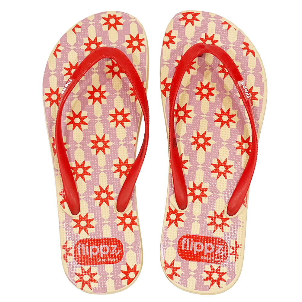 Flippz Crimson Mosaic Casual Dailywear Chappals for Women & Girls